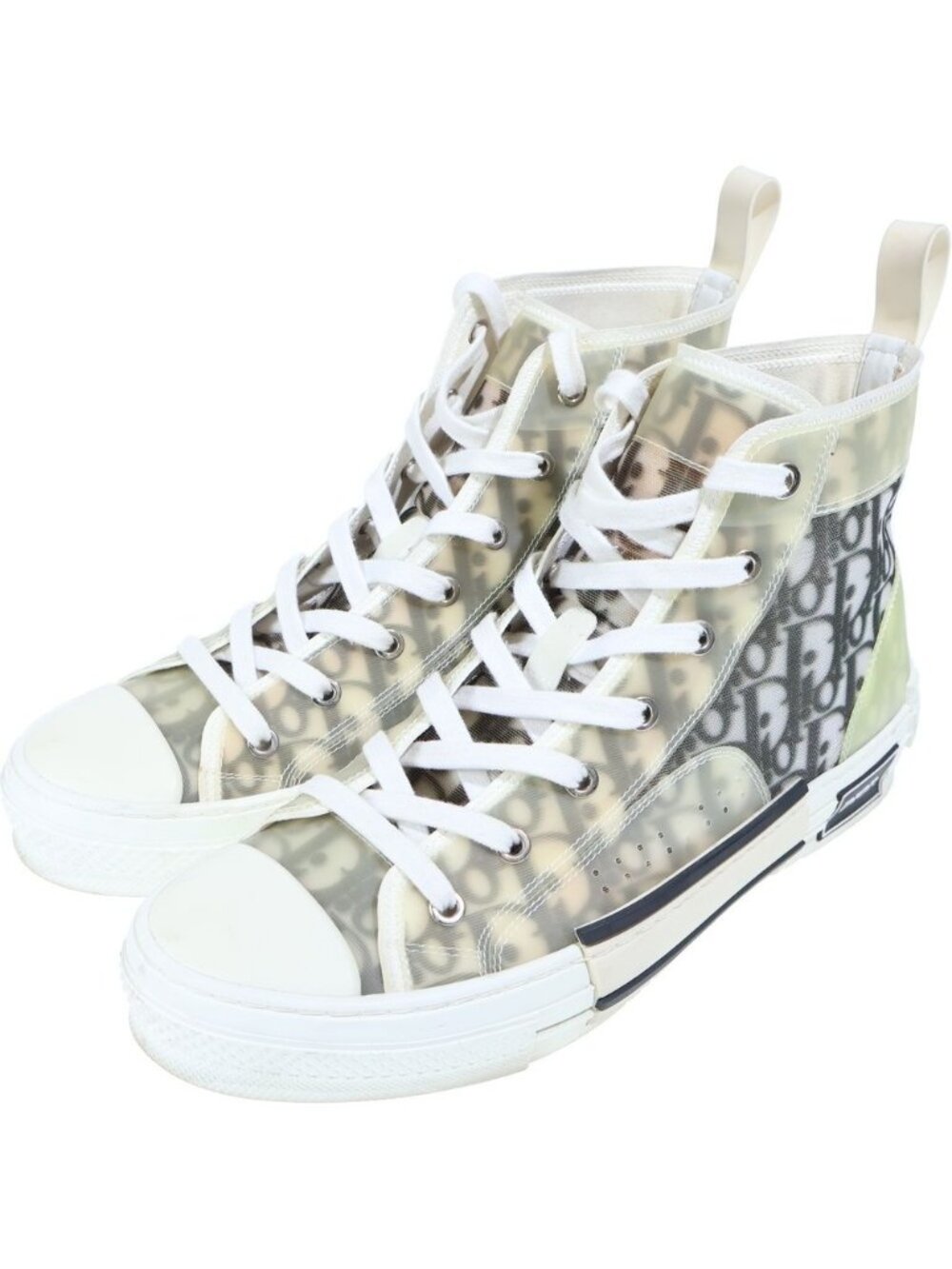 Dior High Top Oblique Sneakers All Over Pattern Cut White Black - Picture 2 of 6